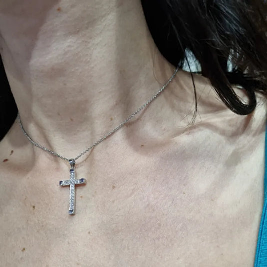 Collier Croix Femme Or Blanc