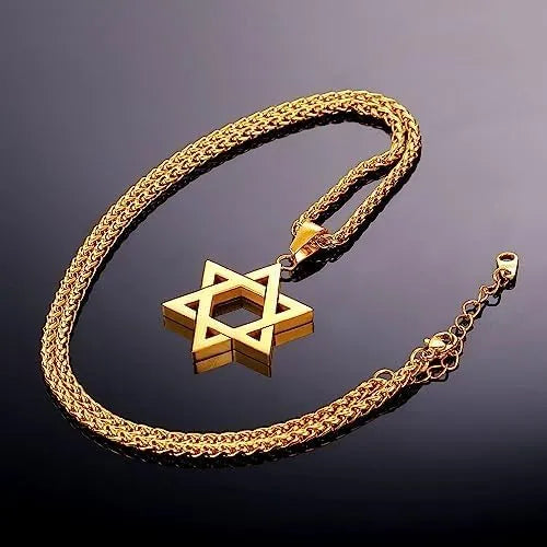 YILUOCD Star of David Protective Amulet Necklace Judaica Israel Religious Necklaces for Men Stainless Steel Supernatural Jewelry