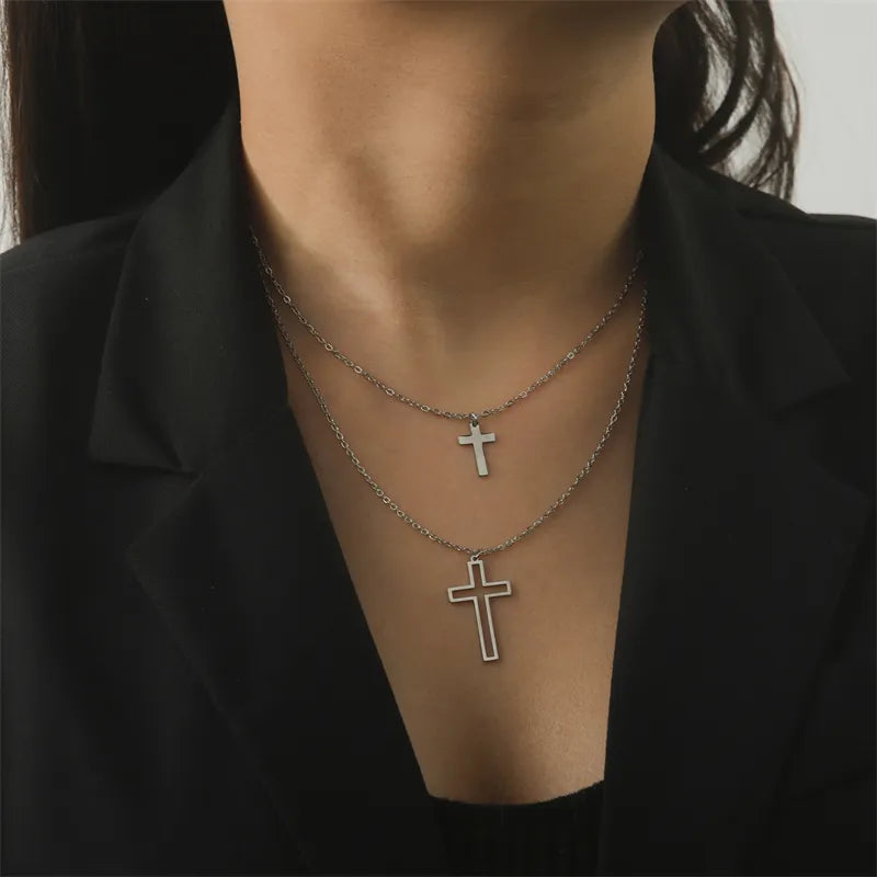 Collier Croix Acier Inoxydable Femme