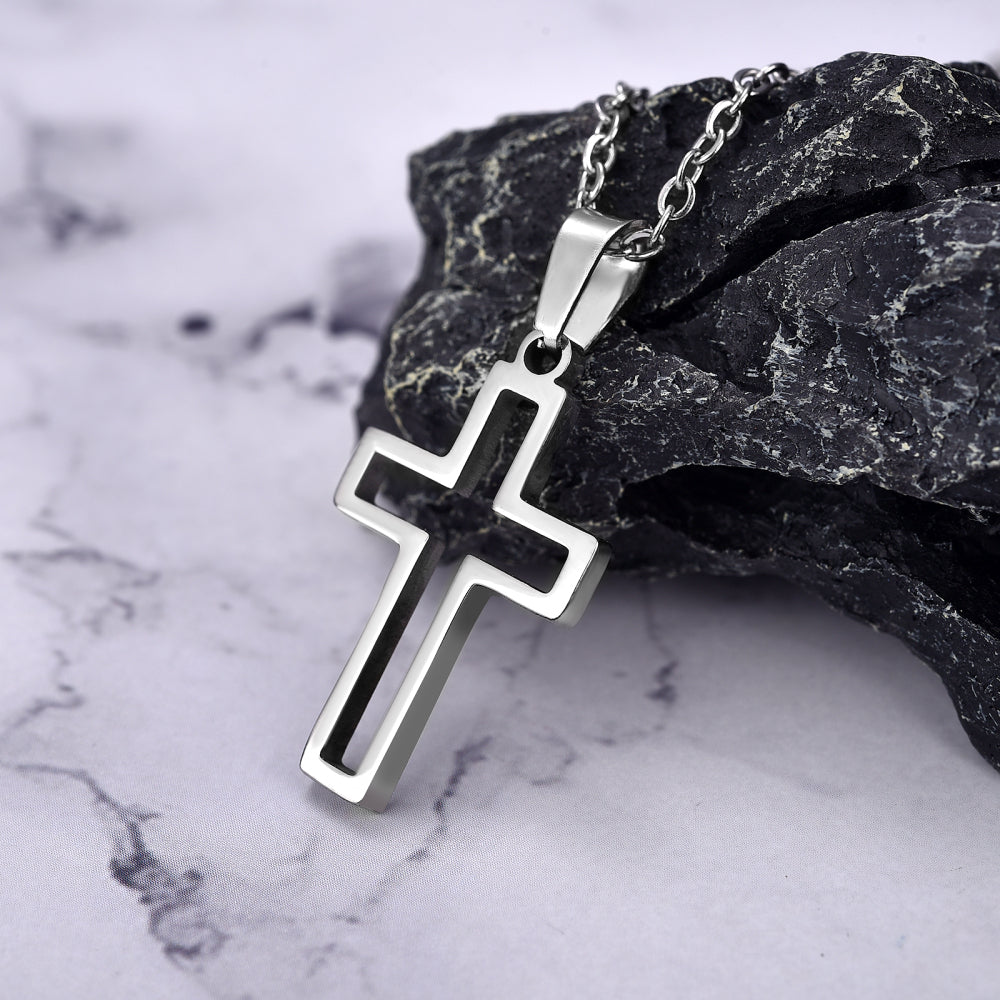 Pendentif Homme Croix Acier Inoxydable