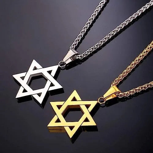 YILUOCD Star of David Protective Amulet Necklace Judaica Israel Religious Necklaces for Men Stainless Steel Supernatural Jewelry