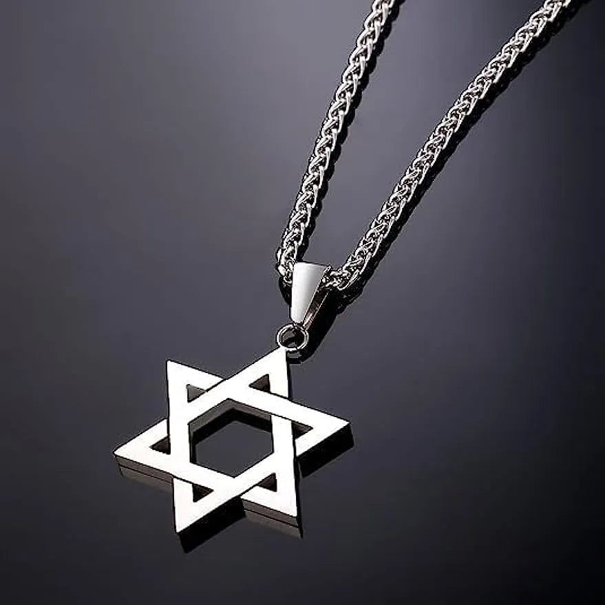 YILUOCD Star of David Protective Amulet Necklace Judaica Israel Religious Necklaces for Men Stainless Steel Supernatural Jewelry