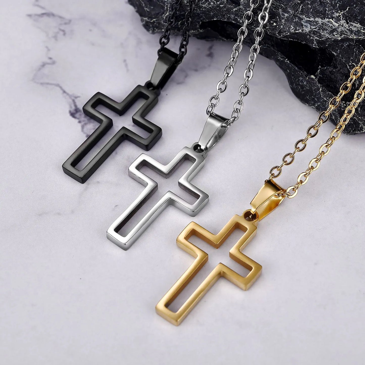 bijoux croix acier homme